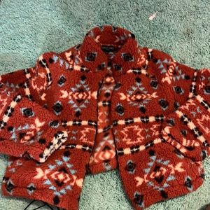 Love tree cropped fluffy aztec jacket